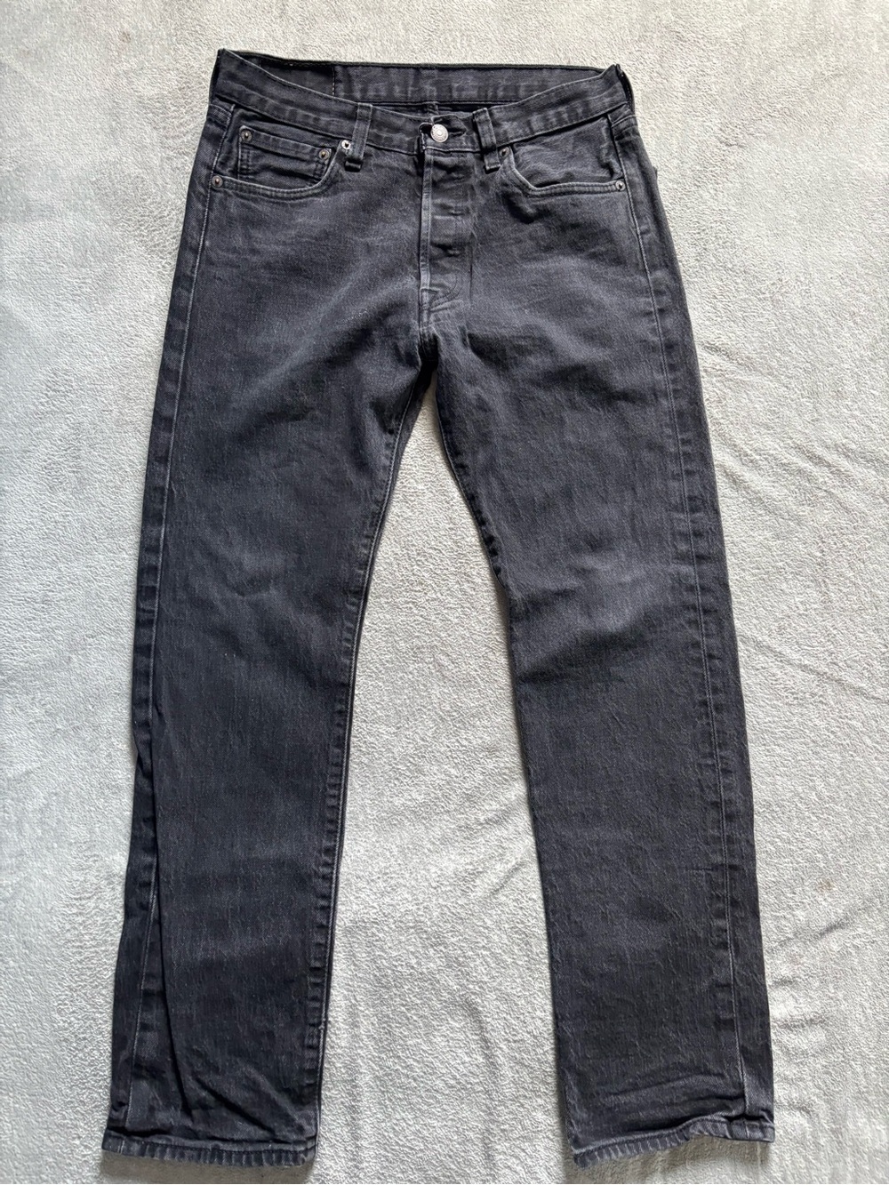 Levi's 501 Jeans Mens 30x30 Black Cotton Denim Straight Leg Workwear Button-Fly